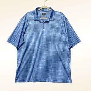 Greg Norman Collection Blue Geometric Polo Shirt Size XL